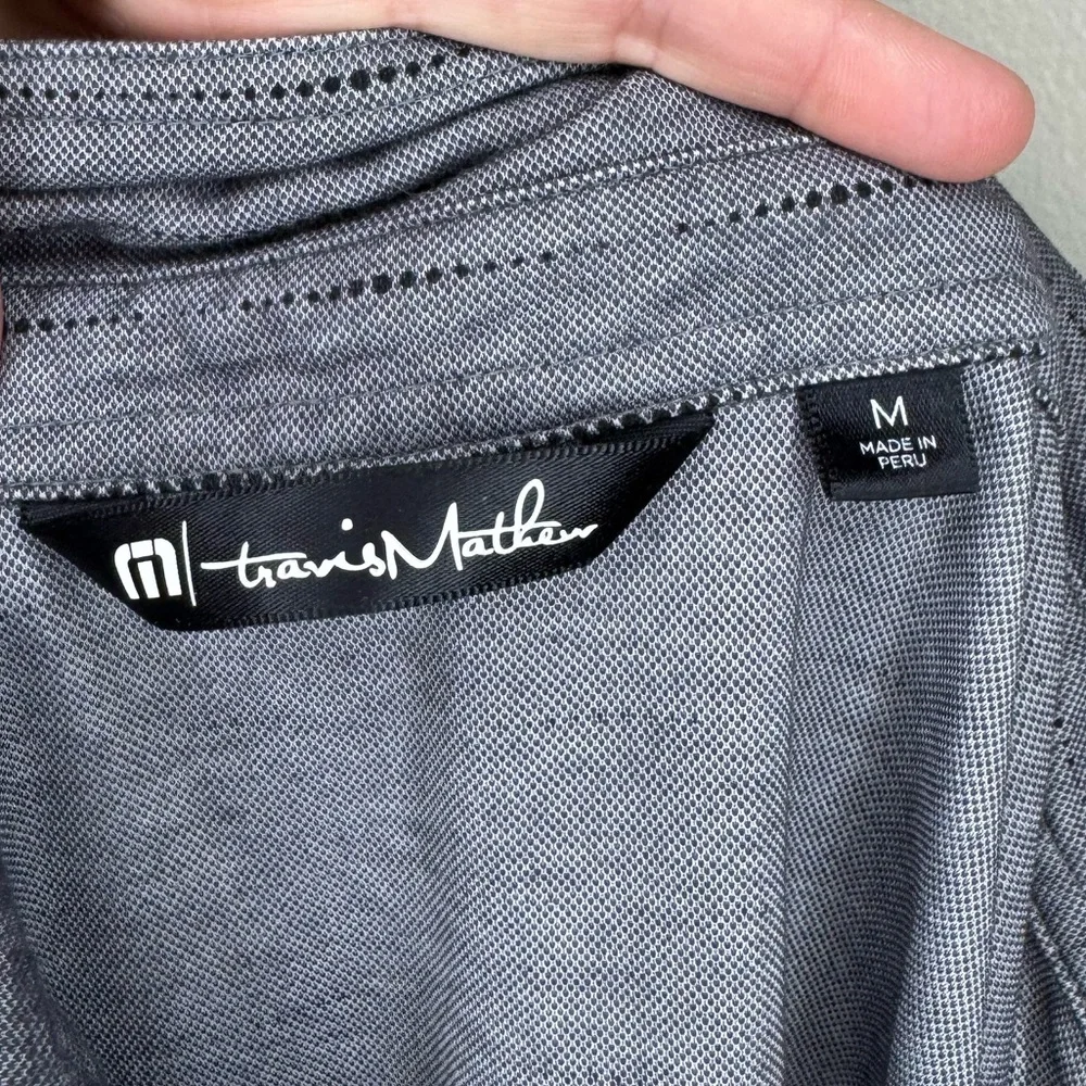 TravisMathew‎ Gray Striped Golf Polo Shirt Men's Medium